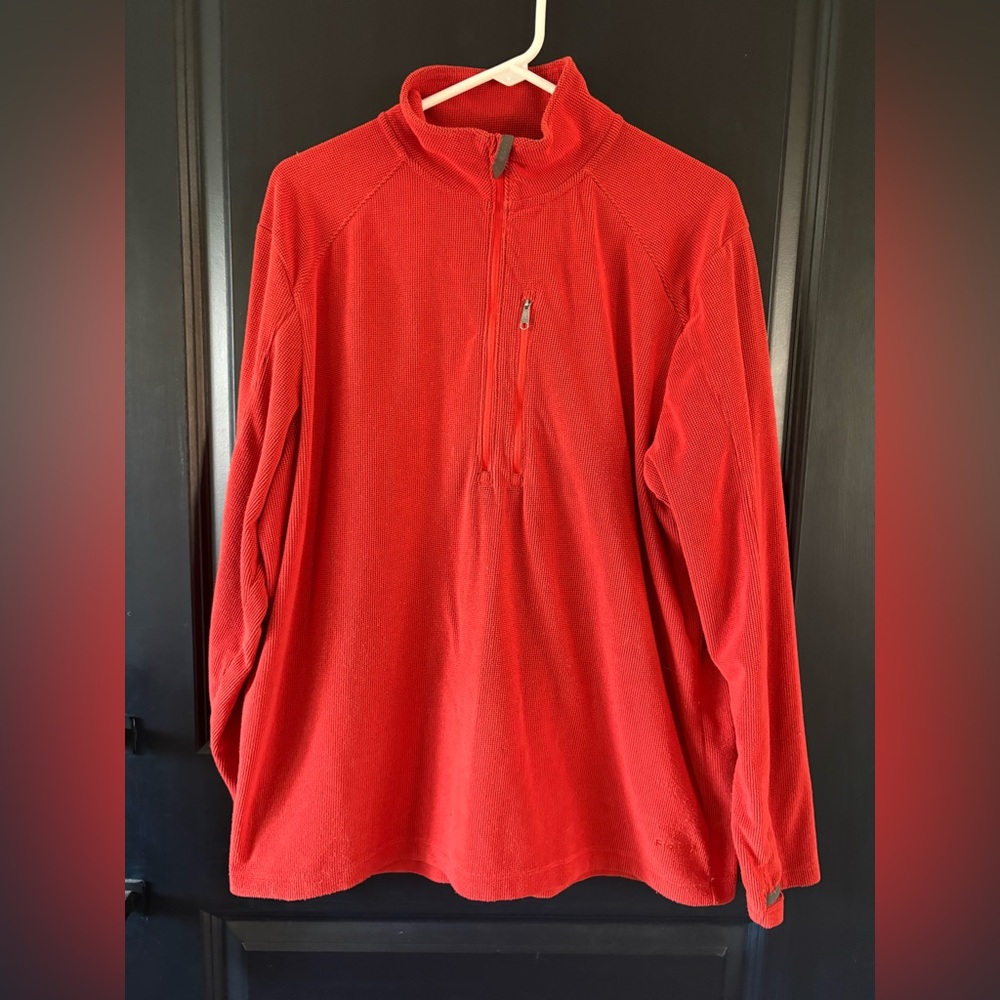 Rohan Mens L Quarter Zip Pull Over Micro Grid Hiking Top Orange Black Grid